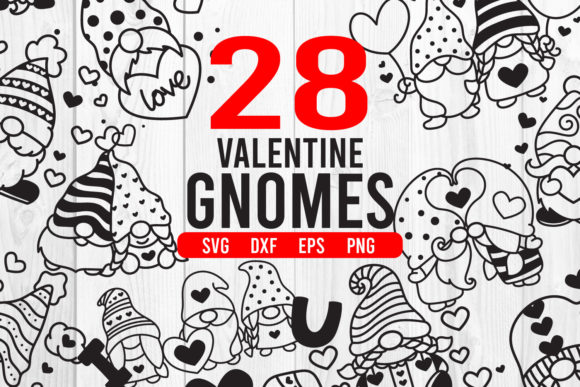 28 Valentine Gnomes Svg, Dxf, Eps, Png