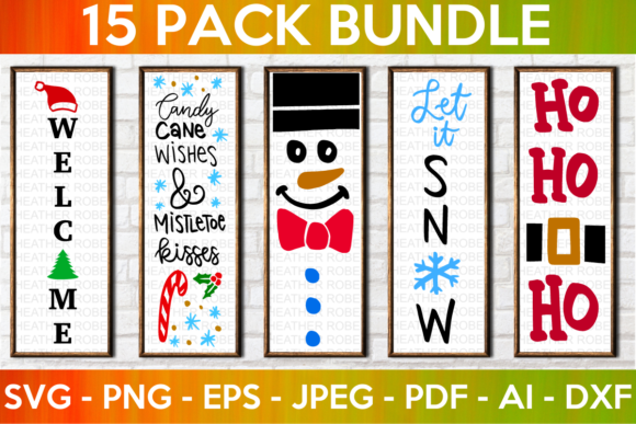 Christmas Porch Sign Colored SVG Bundle