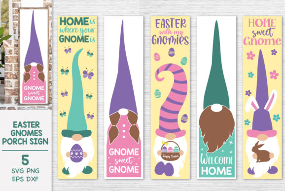 Easter Gnomes Porch Signs Bundle Svg
