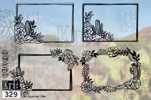 Succulent Retangle Frame SVG Bundle